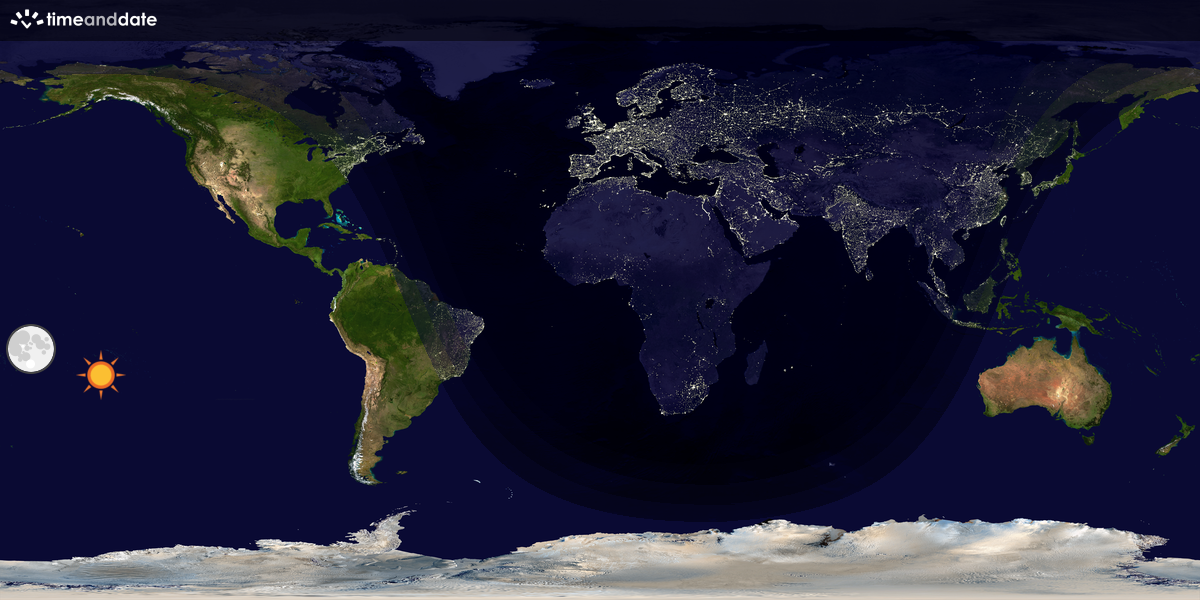Verdenskart som viser dag og natt 
