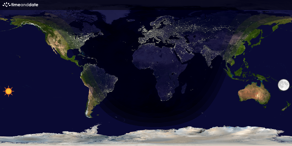 Verdenskart som viser dag og natt 