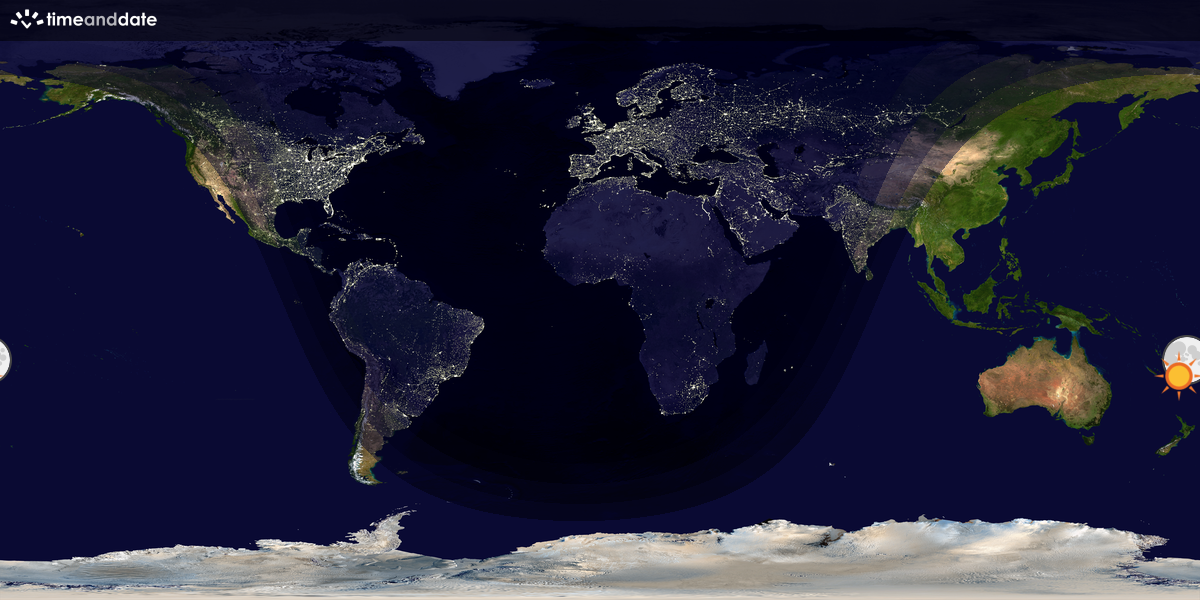 Verdenskart som viser dag og natt 