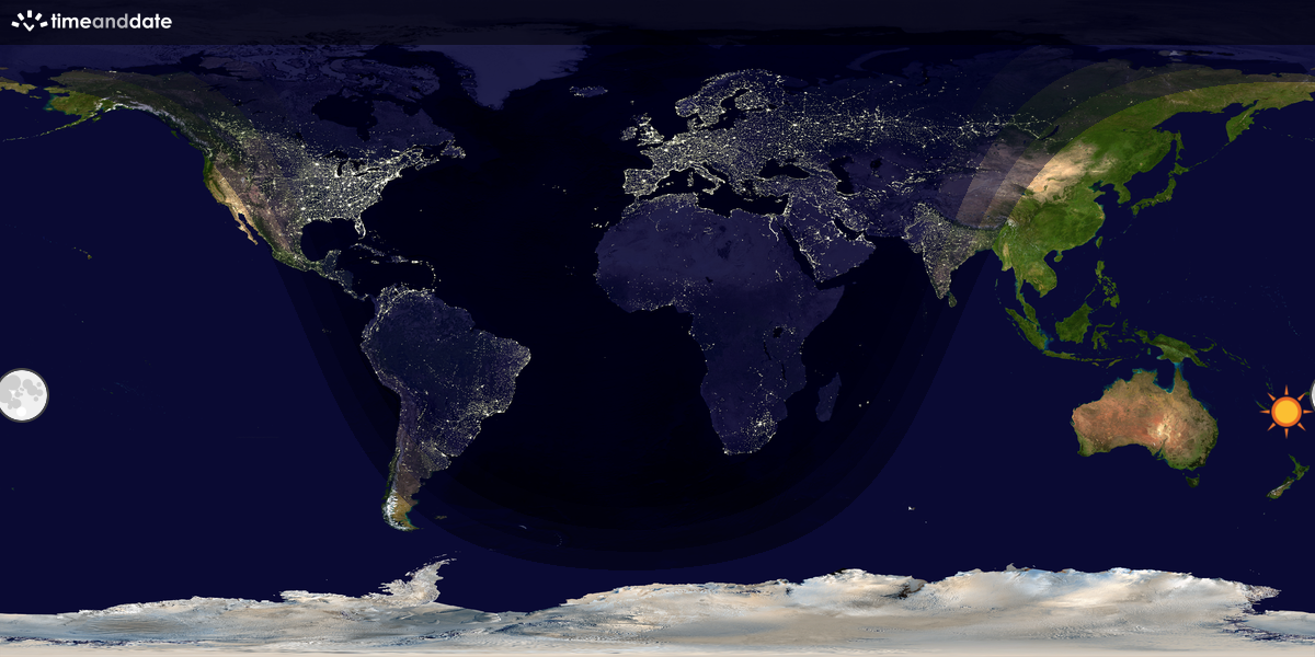 Verdenskart som viser dag og natt 