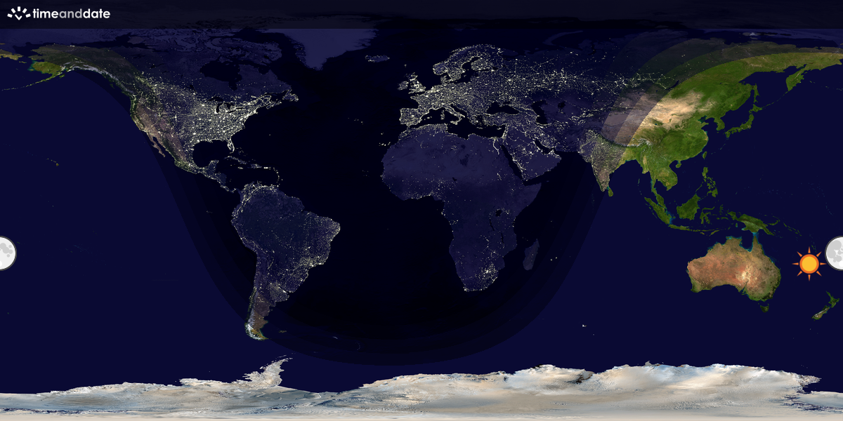 Verdenskart som viser dag og natt 