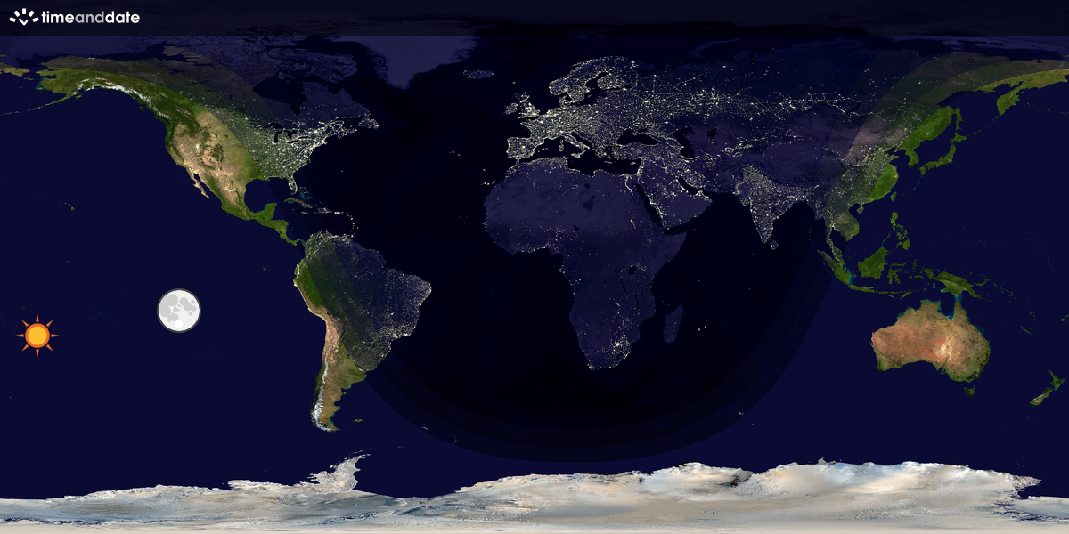 Verdenskart som viser dag og natt 