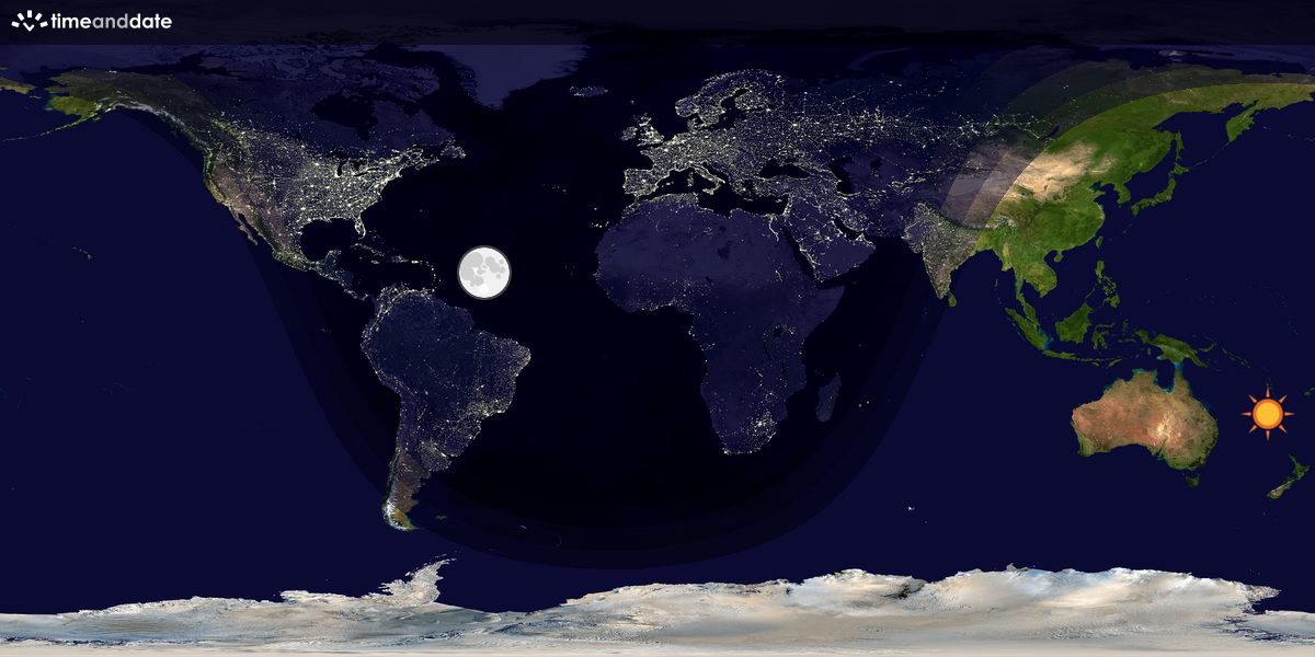 Verdenskart som viser dag og natt 