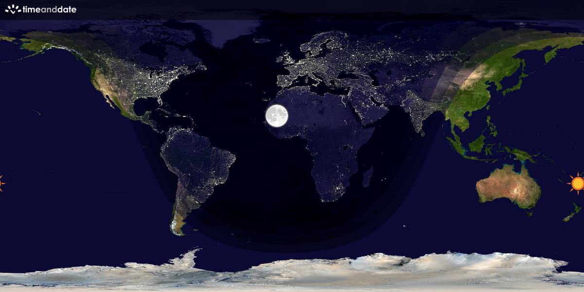 Verdenskart som viser dag og natt 