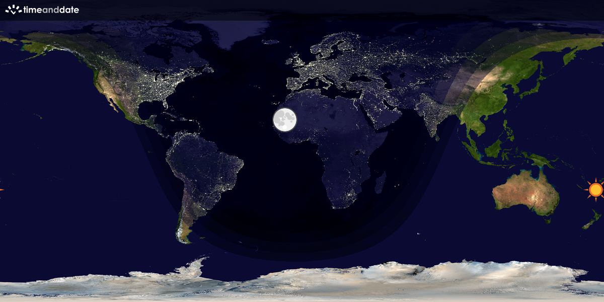 Verdenskart som viser dag og natt 