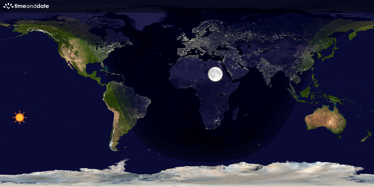 Verdenskart som viser dag og natt 