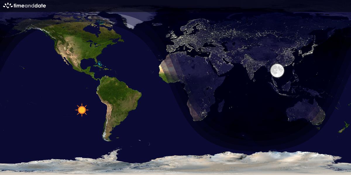 Verdenskart som viser dag og natt 