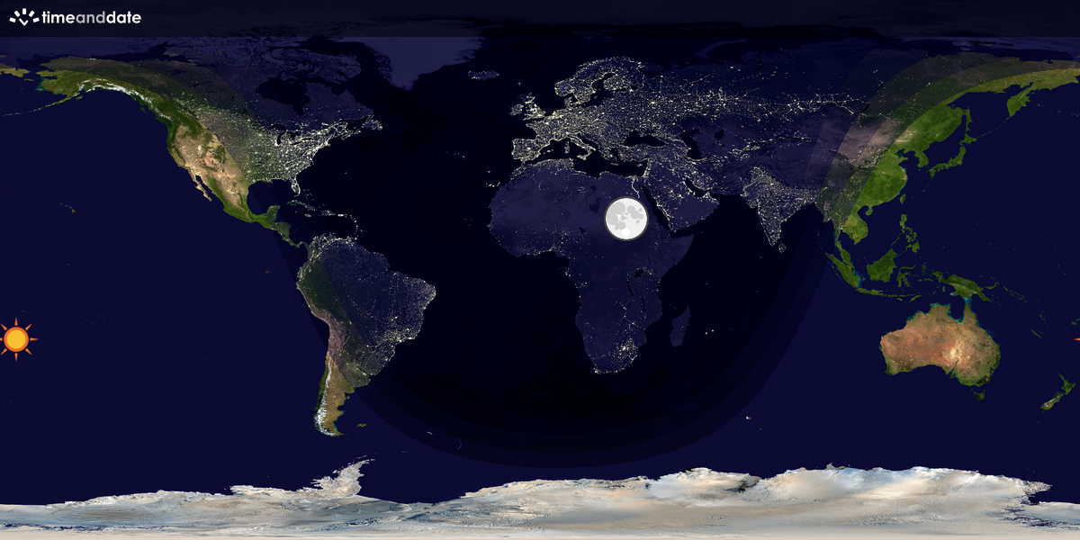Verdenskart som viser dag og natt 