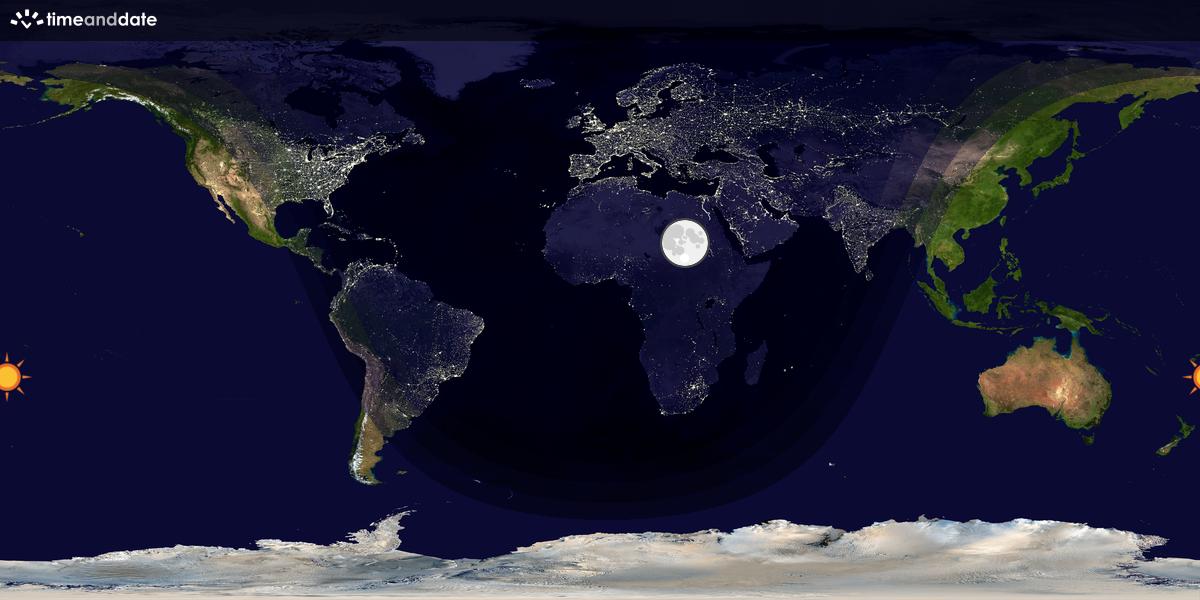 Verdenskart som viser dag og natt 