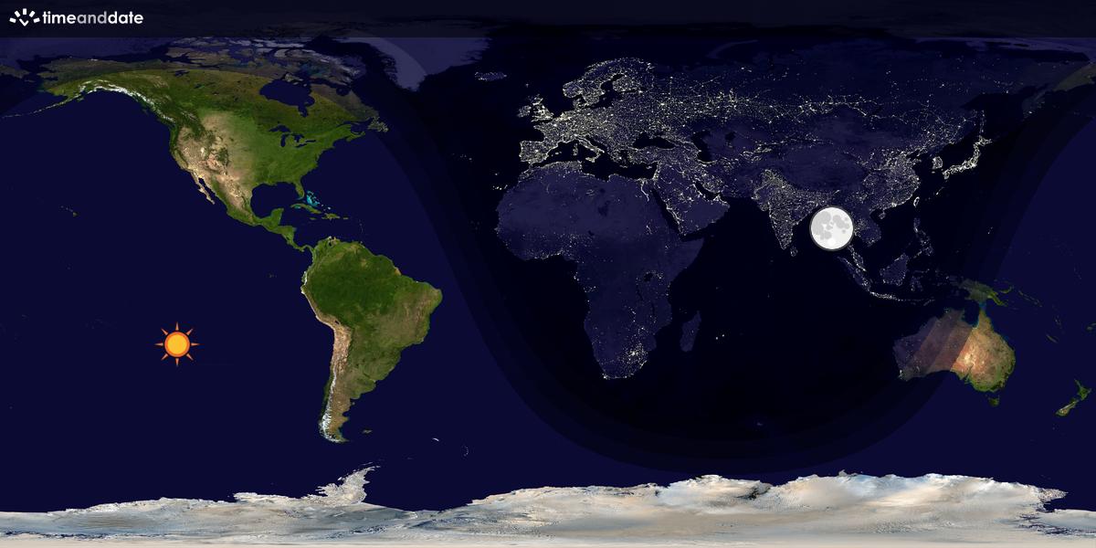 Verdenskart som viser dag og natt 