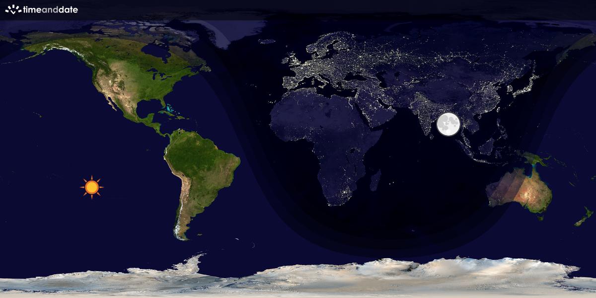 Verdenskart som viser dag og natt 