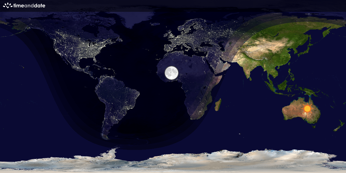 Verdenskart som viser dag og natt 