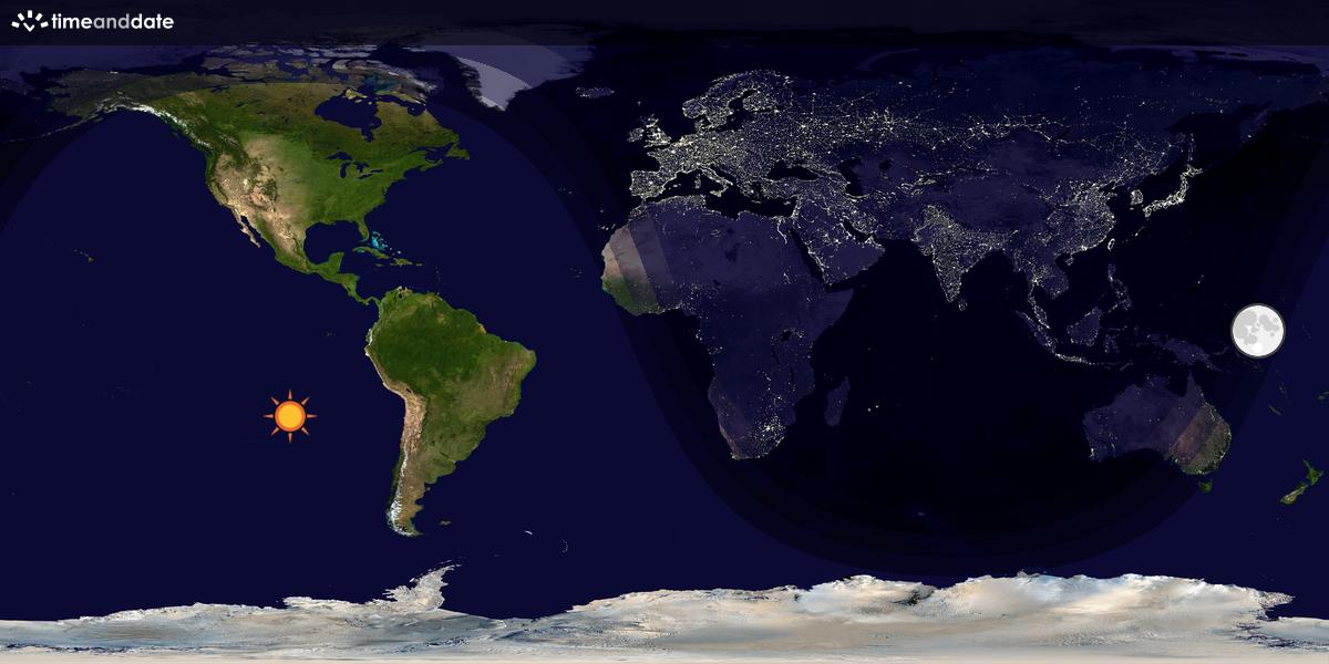 Verdenskart som viser dag og natt 