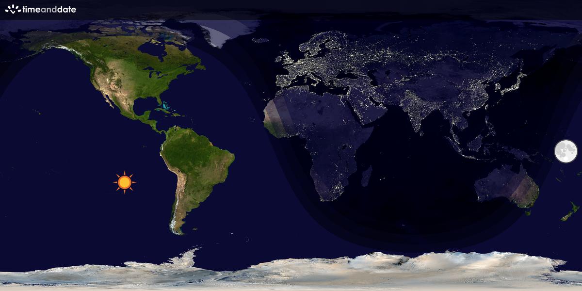 Verdenskart som viser dag og natt 