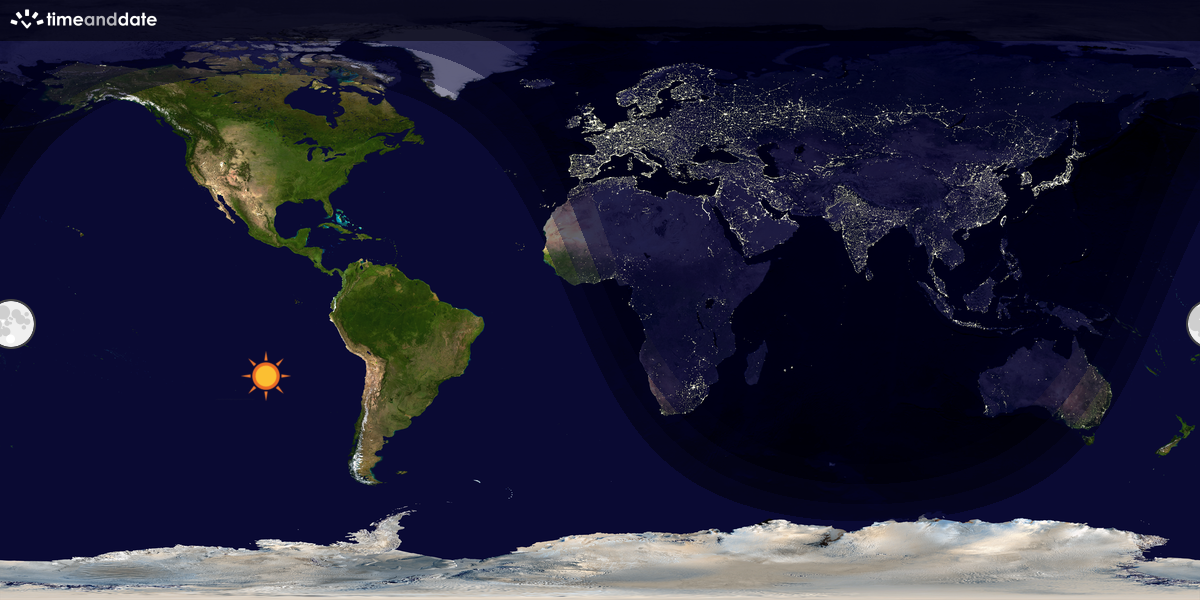Verdenskart som viser dag og natt 