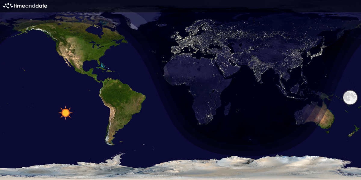 Verdenskart som viser dag og natt 
