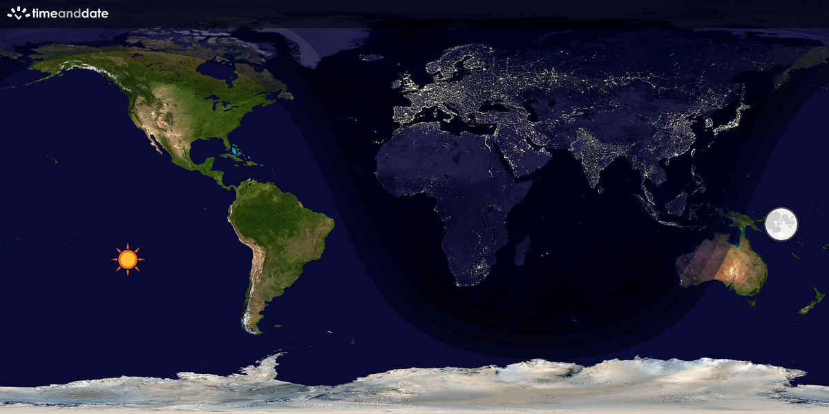 Verdenskart som viser dag og natt 