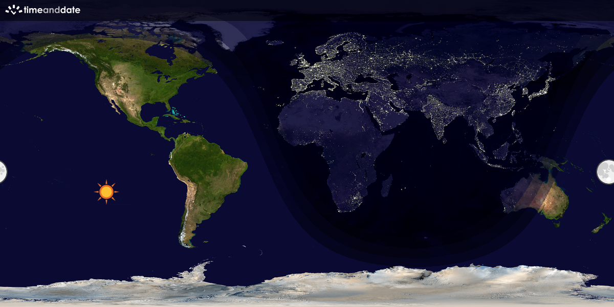Verdenskart som viser dag og natt 