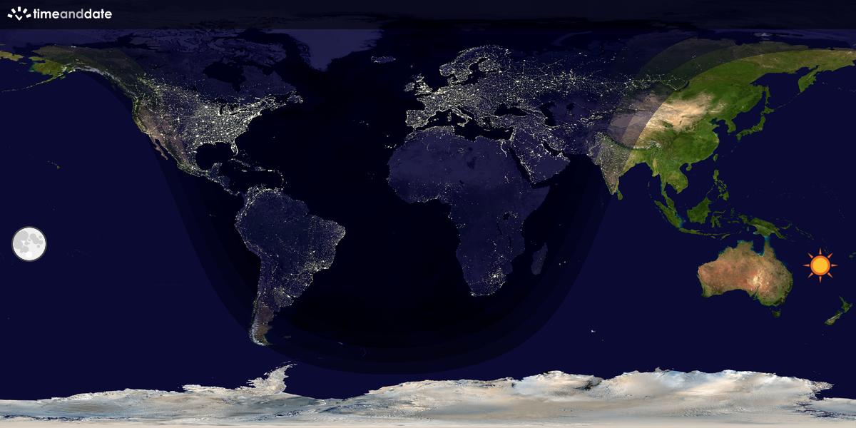 Verdenskart som viser dag og natt 