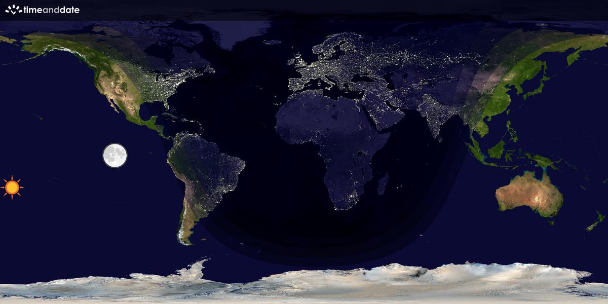 Verdenskart som viser dag og natt 