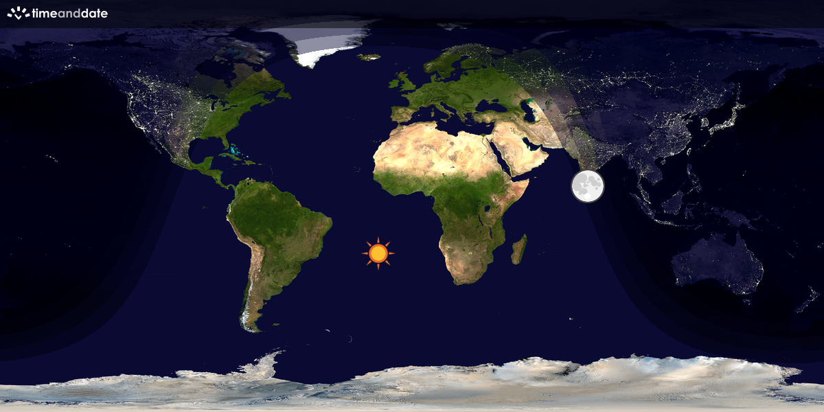 Verdenskart som viser dag og natt 