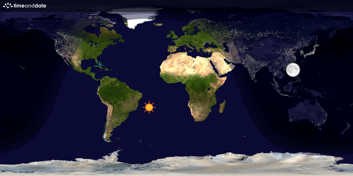 Verdenskart som viser dag og natt 