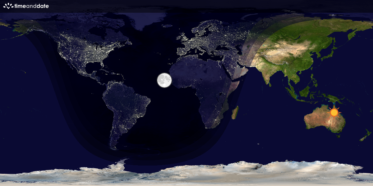 Verdenskart som viser dag og natt 