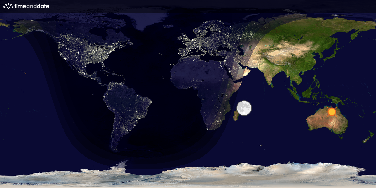 Verdenskart som viser dag og natt 