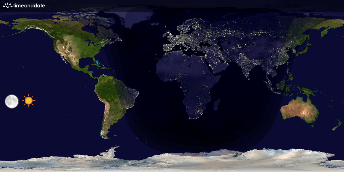 Verdenskart som viser dag og natt 