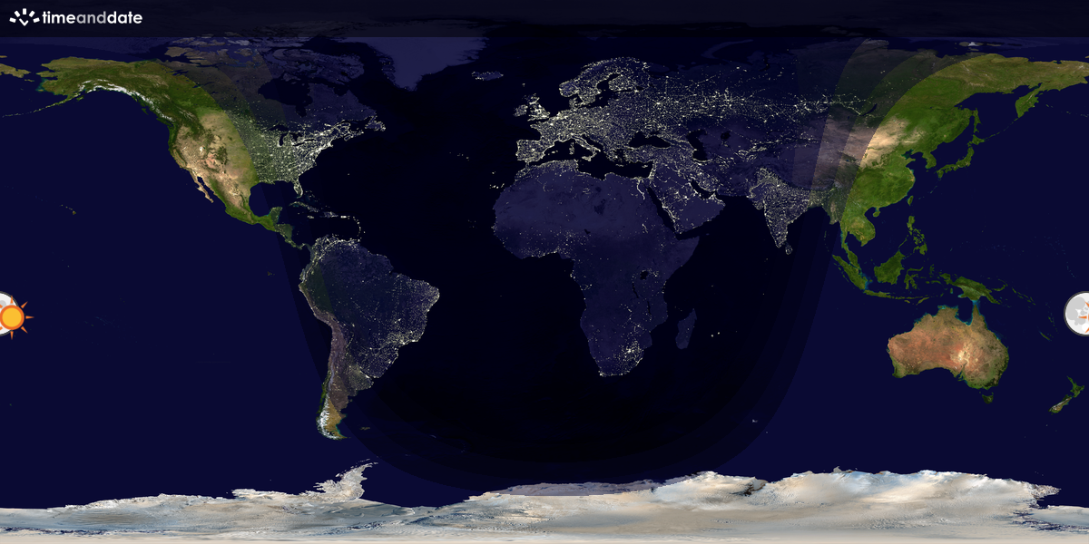 Verdenskart som viser dag og natt 