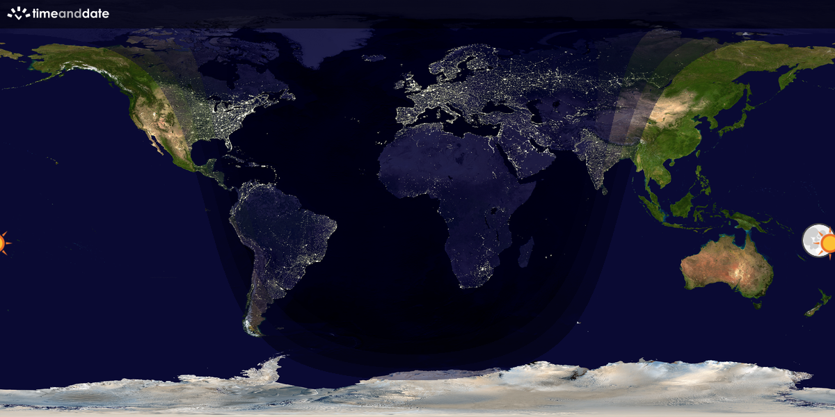Verdenskart som viser dag og natt 