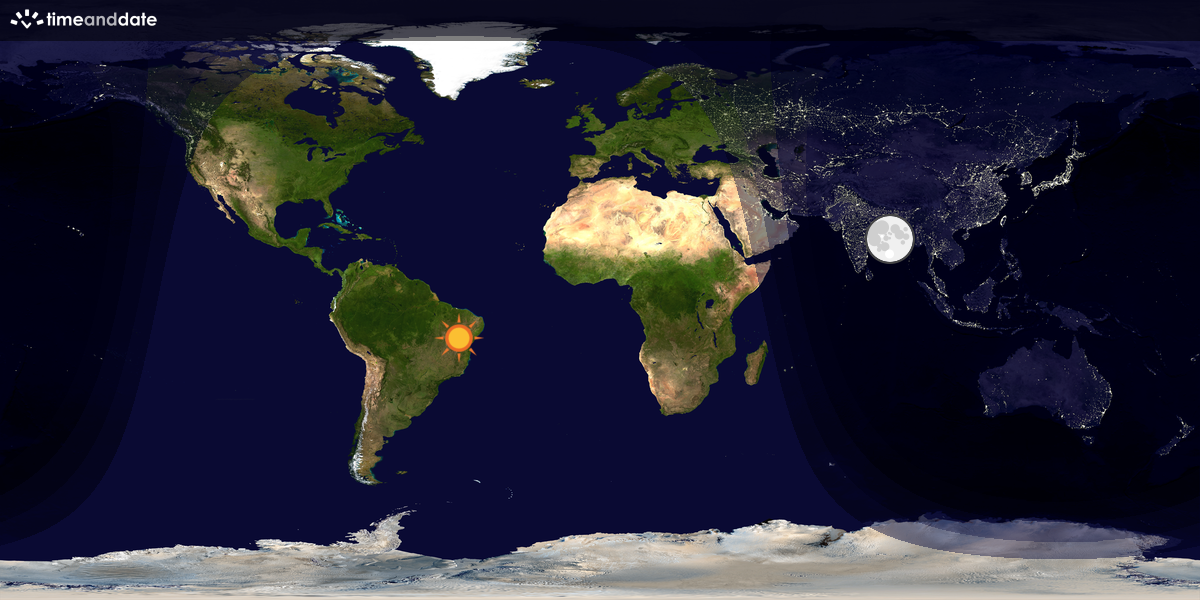 Verdenskart som viser dag og natt 