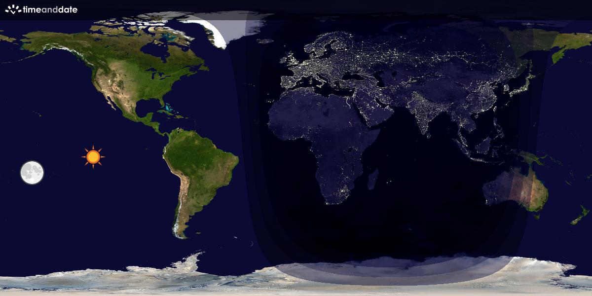 Verdenskart som viser dag og natt 