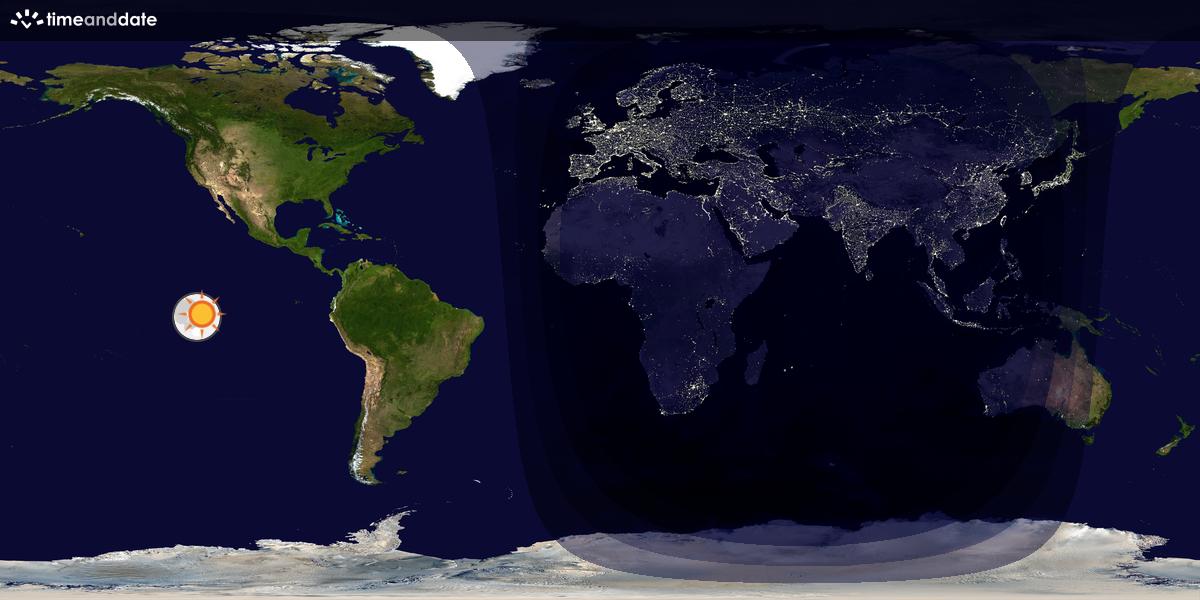 Verdenskart som viser dag og natt 