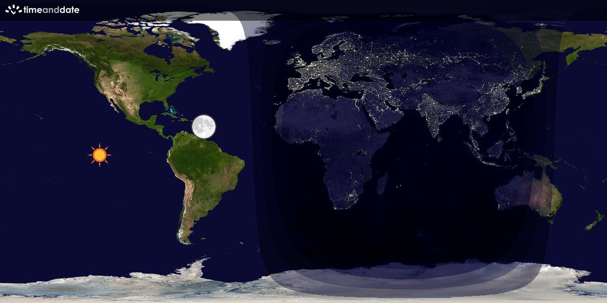 Verdenskart som viser dag og natt 