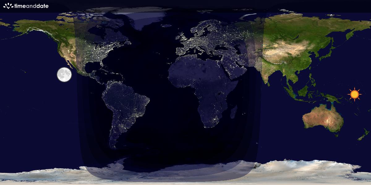 Verdenskart som viser dag og natt 