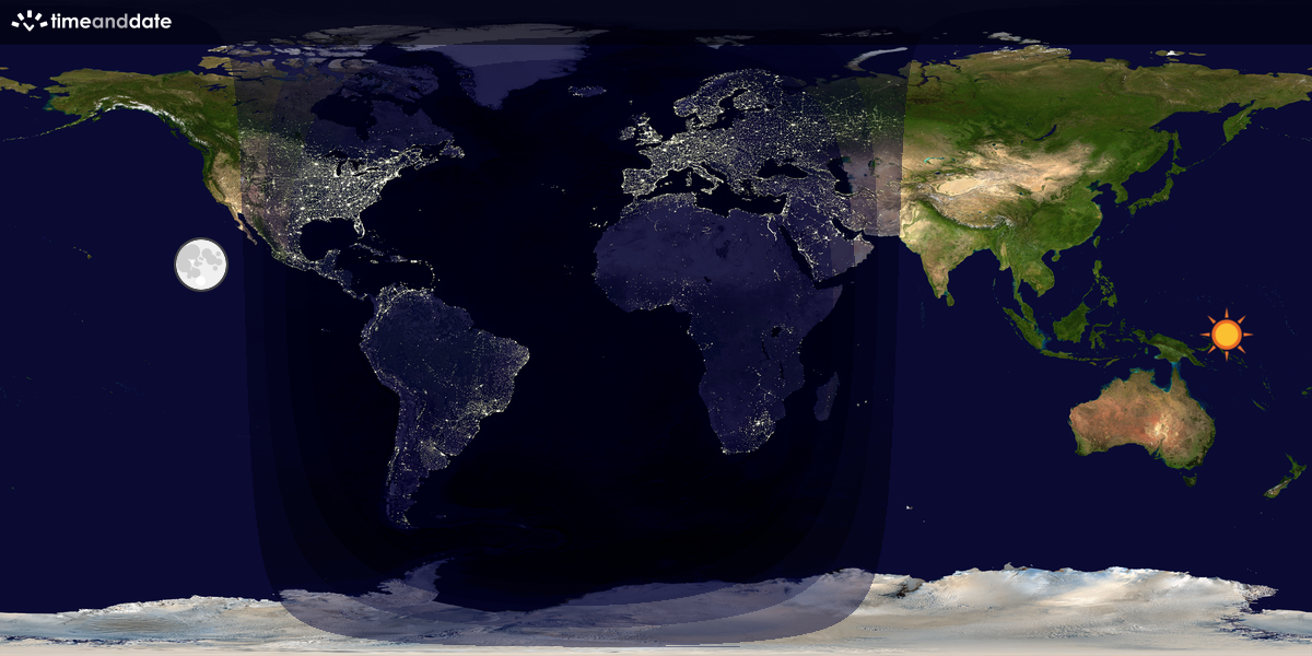 Verdenskart som viser dag og natt 