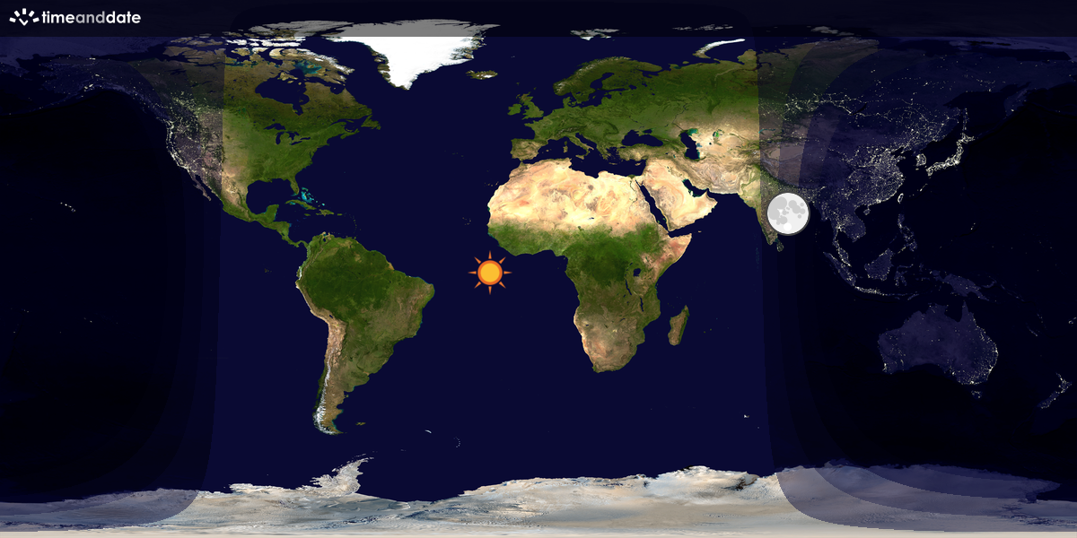 Verdenskart som viser dag og natt 