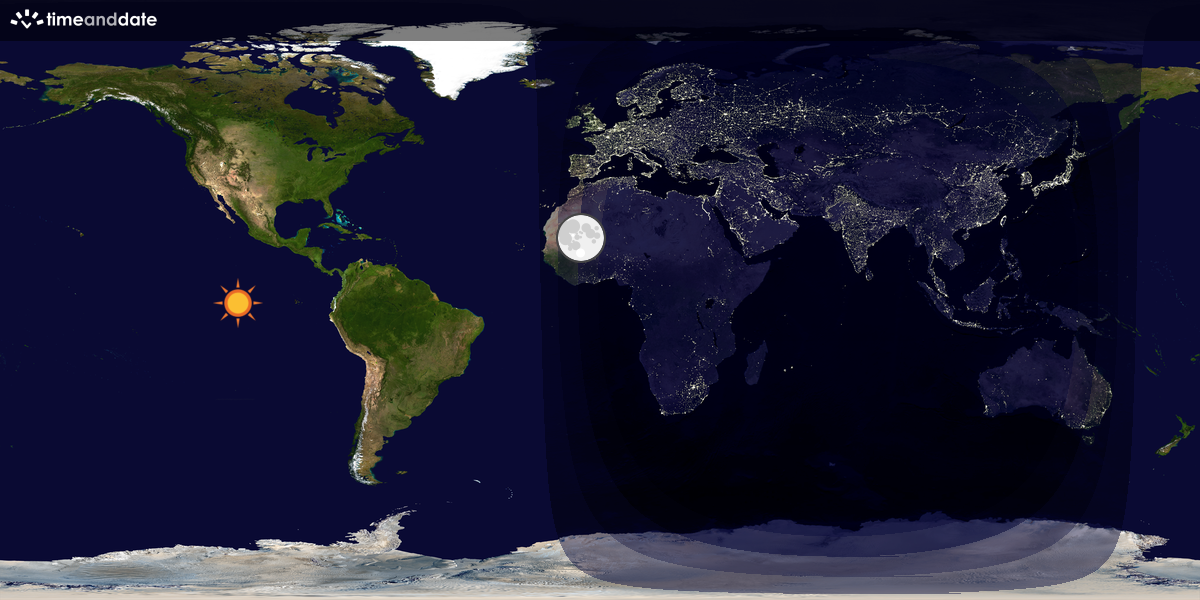 Verdenskart som viser dag og natt 
