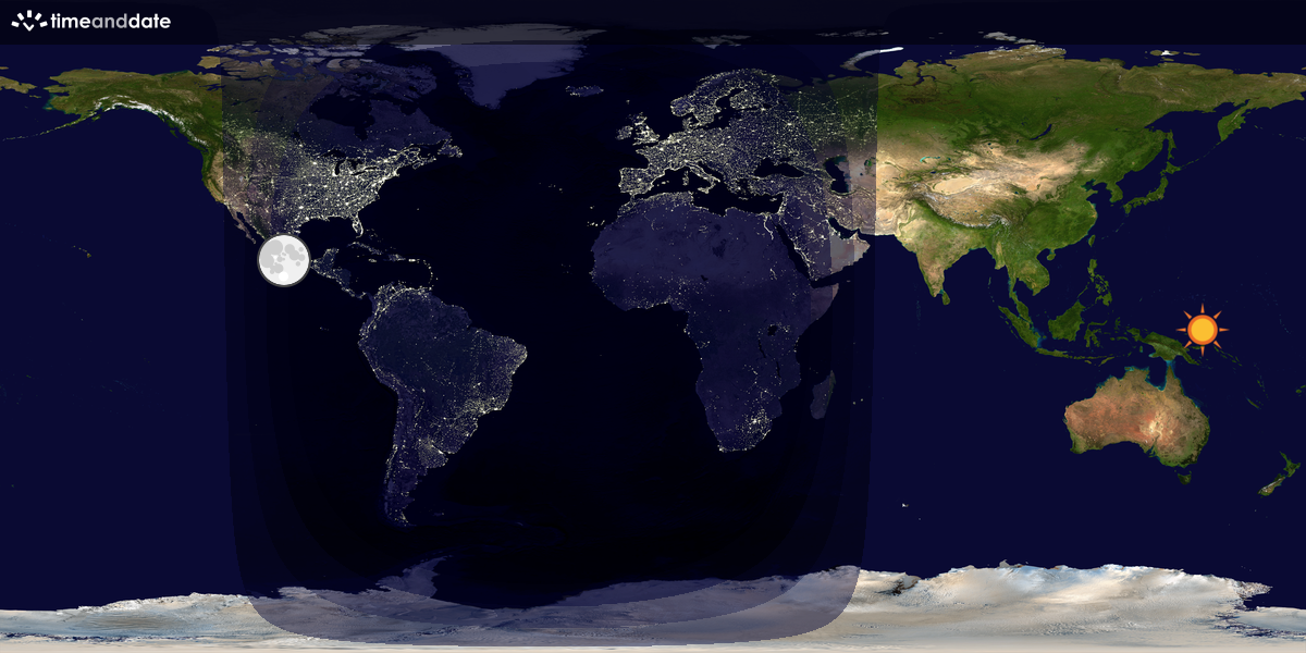 Verdenskart som viser dag og natt 
