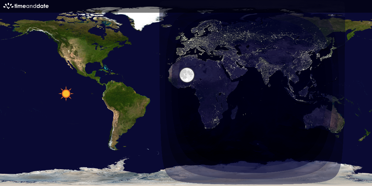 Verdenskart som viser dag og natt 