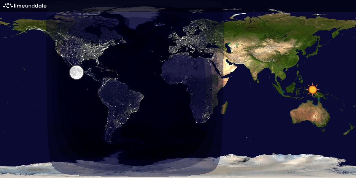 Verdenskart som viser dag og natt 