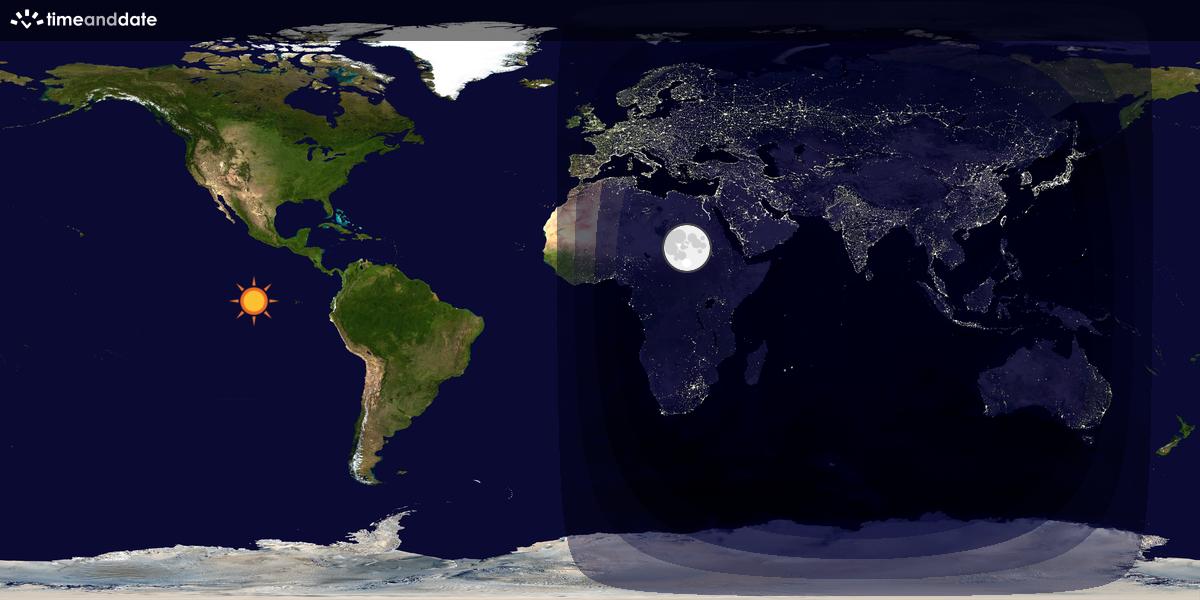 Verdenskart som viser dag og natt 