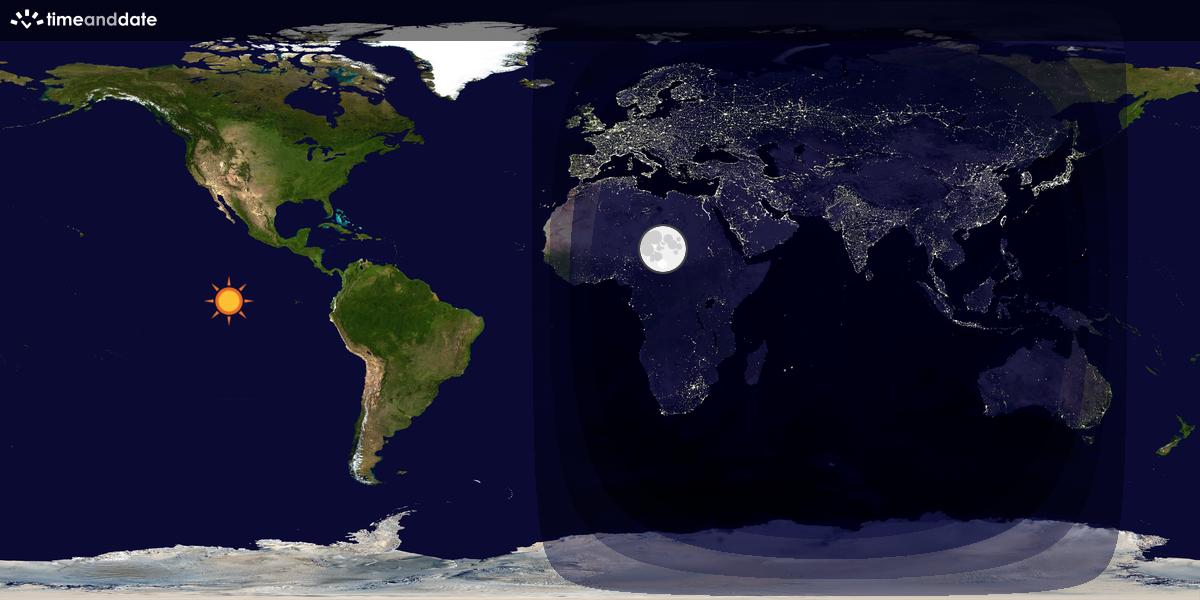 Verdenskart som viser dag og natt 