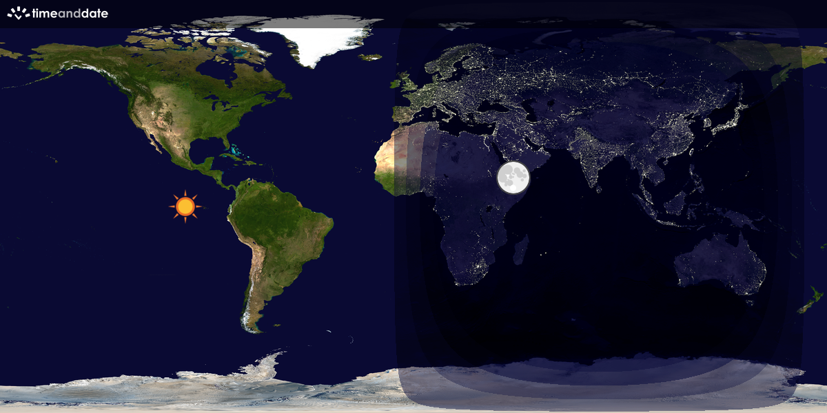Verdenskart som viser dag og natt 