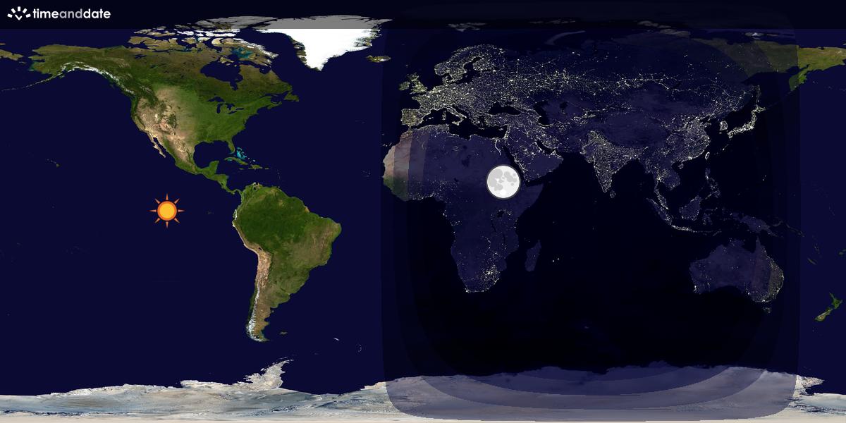 Verdenskart som viser dag og natt 