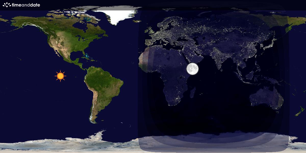 Verdenskart som viser dag og natt 