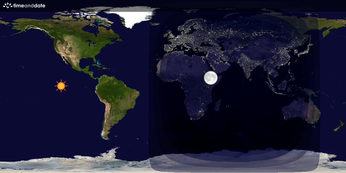 Verdenskart som viser dag og natt 