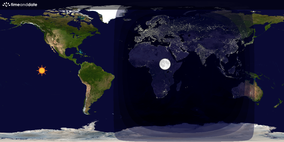 Verdenskart som viser dag og natt 
