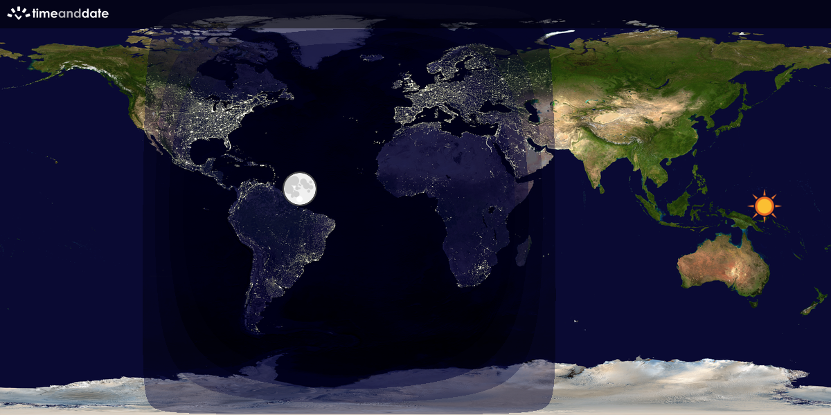 Verdenskart som viser dag og natt 
